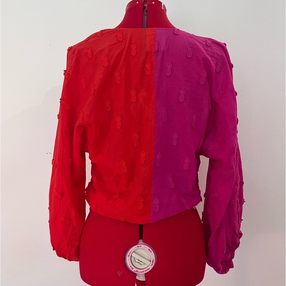 🍍HP🍍 Farm Rio Summer Ready Two Tone Wrap Top M - Picture 9 of 13